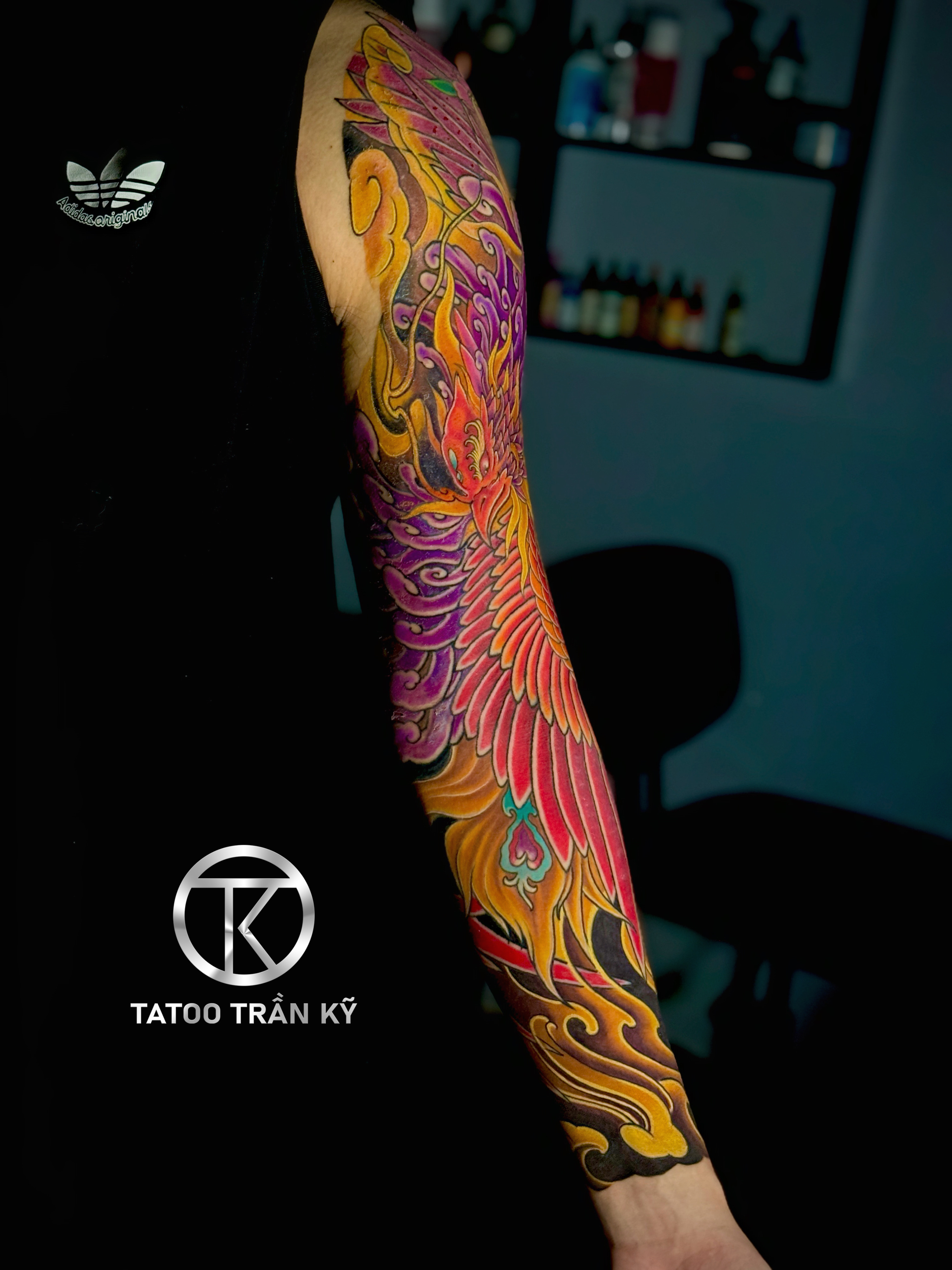 Xăm Full tay hình xăm Phượng hoàng tác phẩm do Trần kỹ Tattoo trực tiếp thực hiện - 2